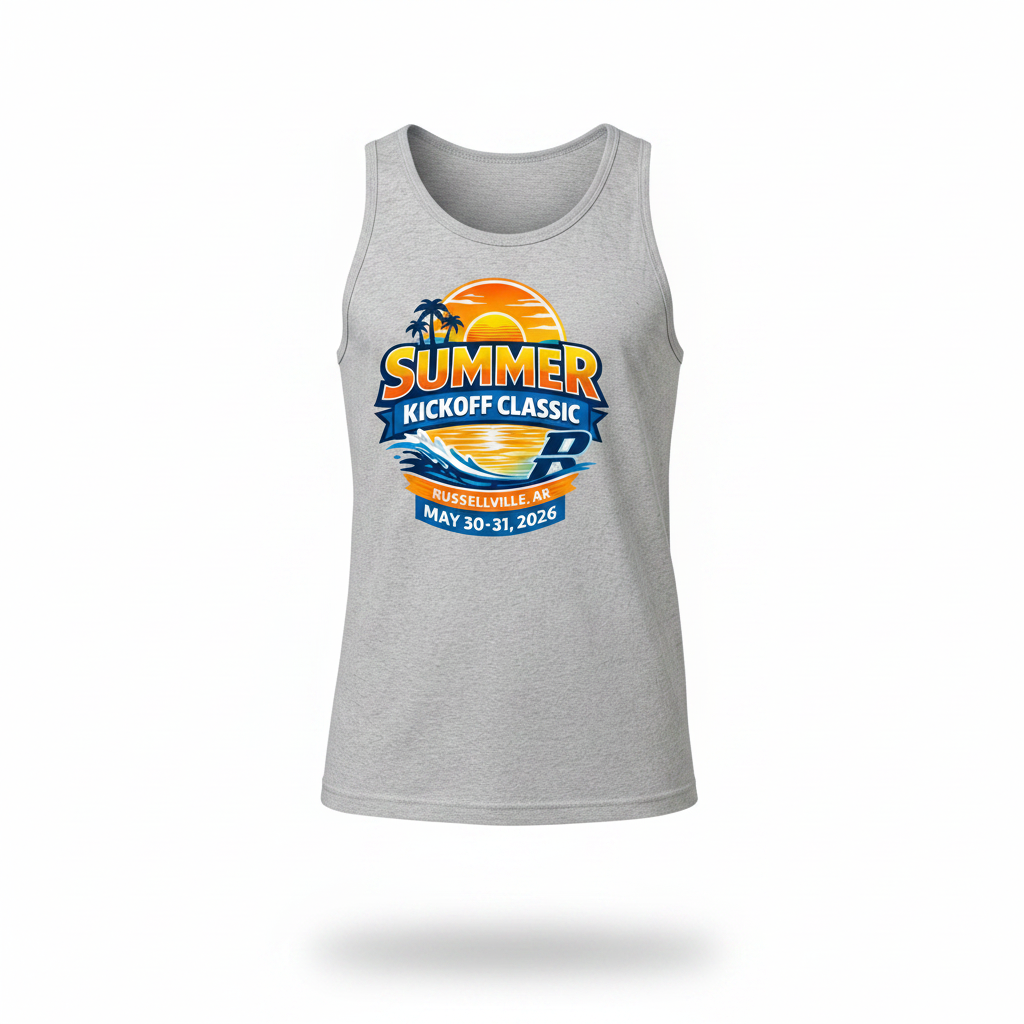 Summer Kickoff Classic Unisex Tank Top in Athletic Gray, ghost mannequin