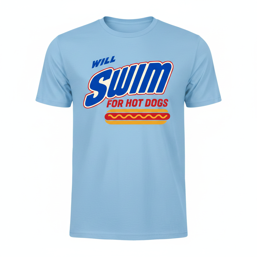 Will Swim for Hot Dogs - Light Blue