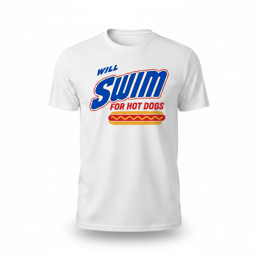 Will Swim for Hot Dogs - White