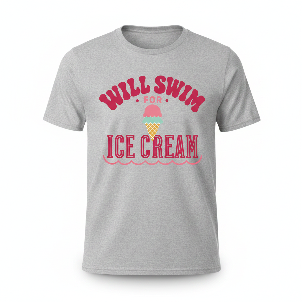 Will Swim for Ice Cream - Heather Gray
