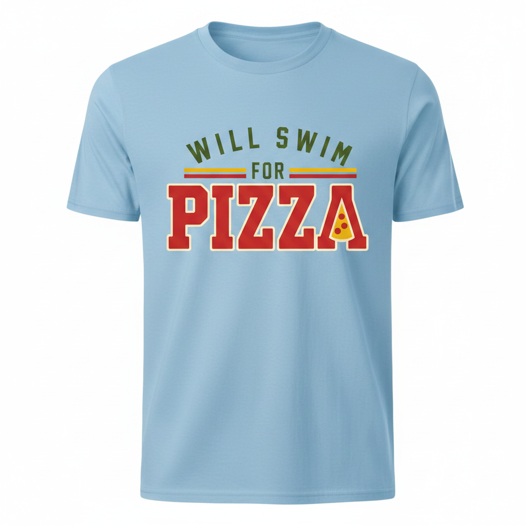 Will Swim for Pizza - Light Blue