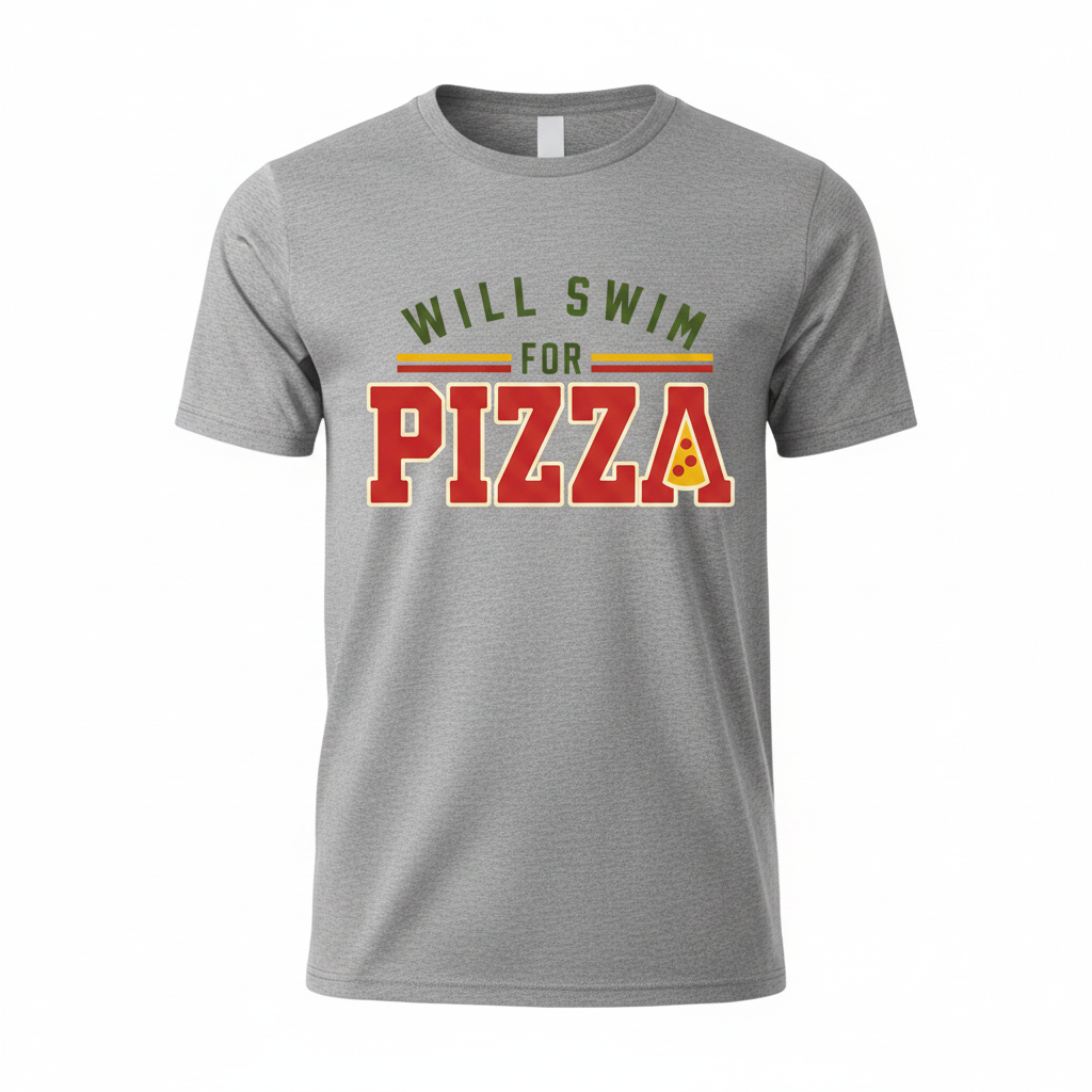 Will Swim for Pizza - Sport Gray