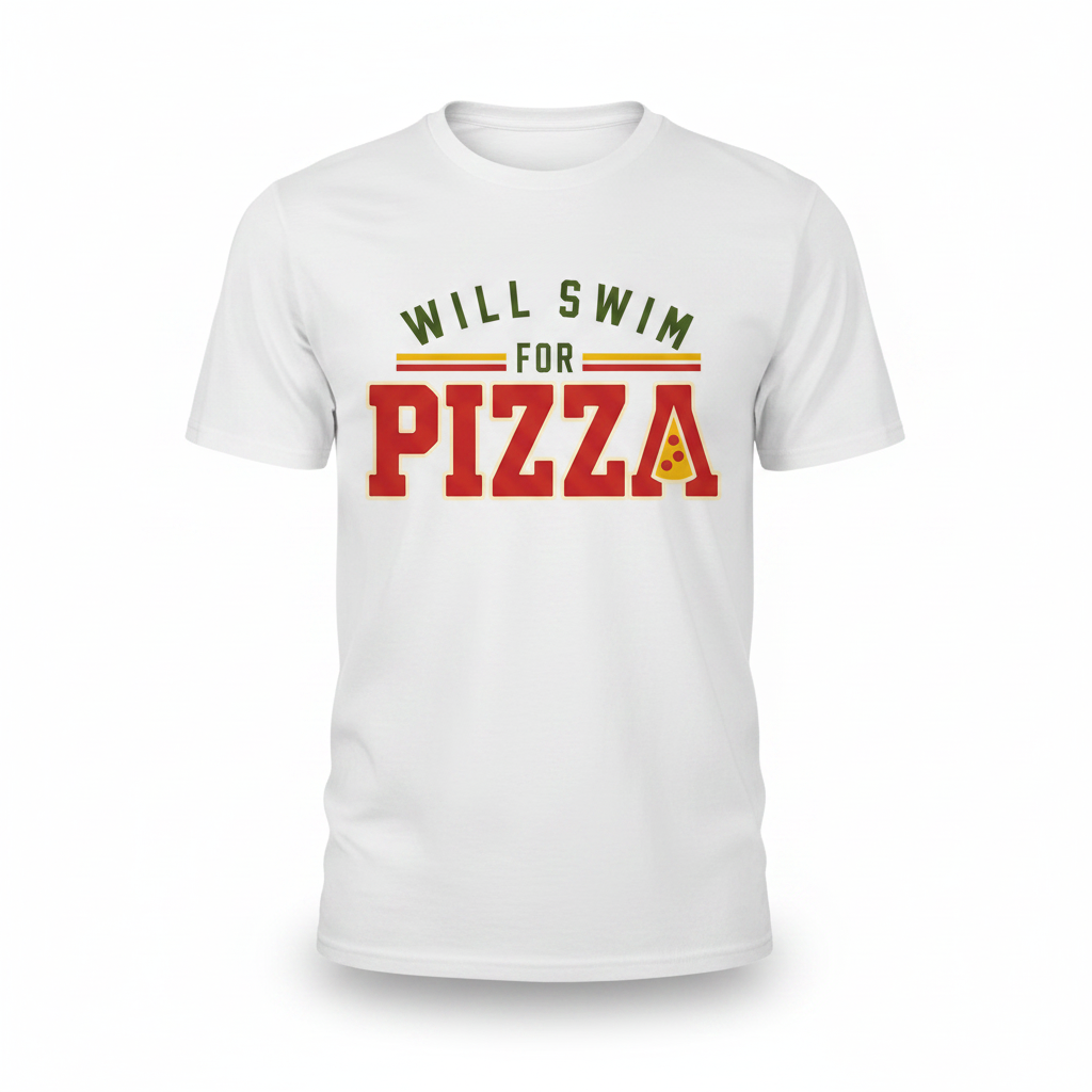 Will Swim for Pizza - White