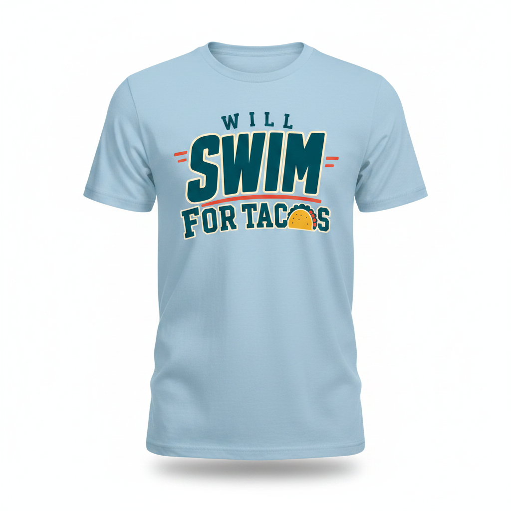 Will Swim for Tacos - Light Blue
