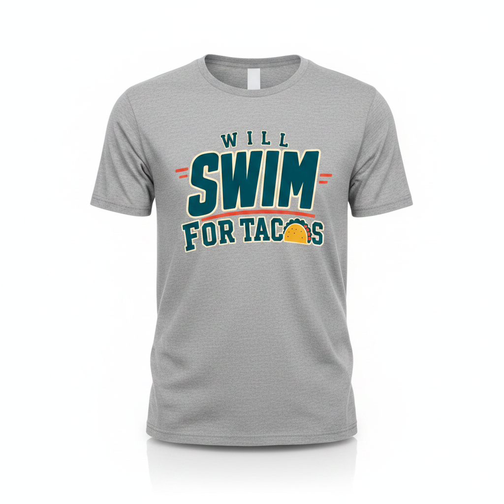 Will Swim for Tacos - Sport Gray